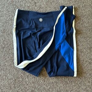 Tory Burch Sport Leggings Small Navy Blue White